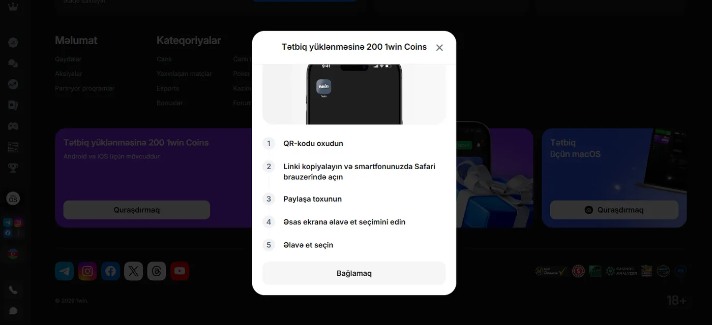 iPhone və iOS üçün 1Win yukle